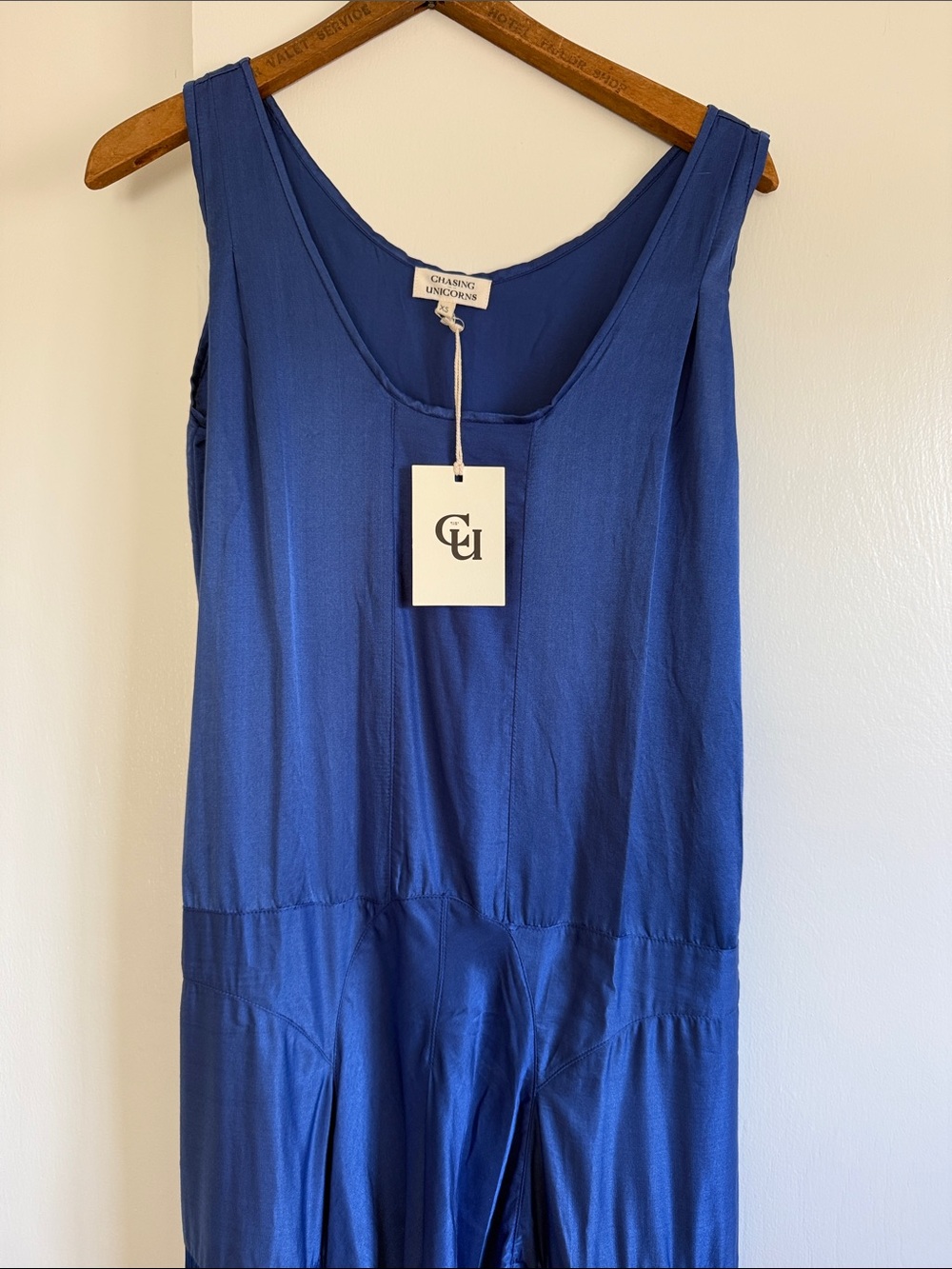 Chasing Unicorns Another Star Silk Fringe Dress NWT XS Dark Sapphire - Picture 7 of 7